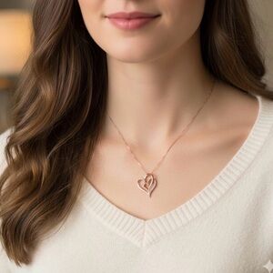 Elegant Italy 10k two tone Heart Pendant and diamond Necklace